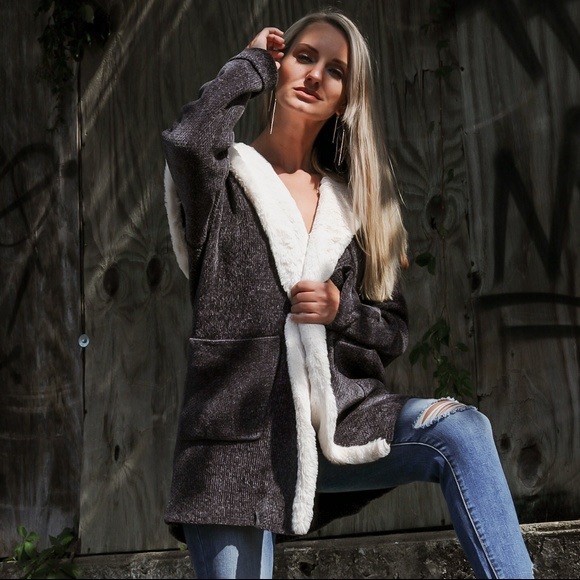 Chenille Vegan Fur Coat - Picture 3 of 6